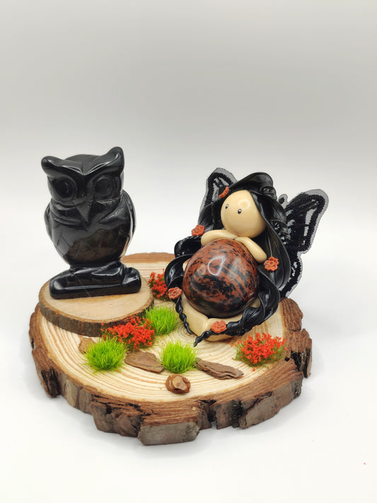 Fée de protection - Obsidienne acajou