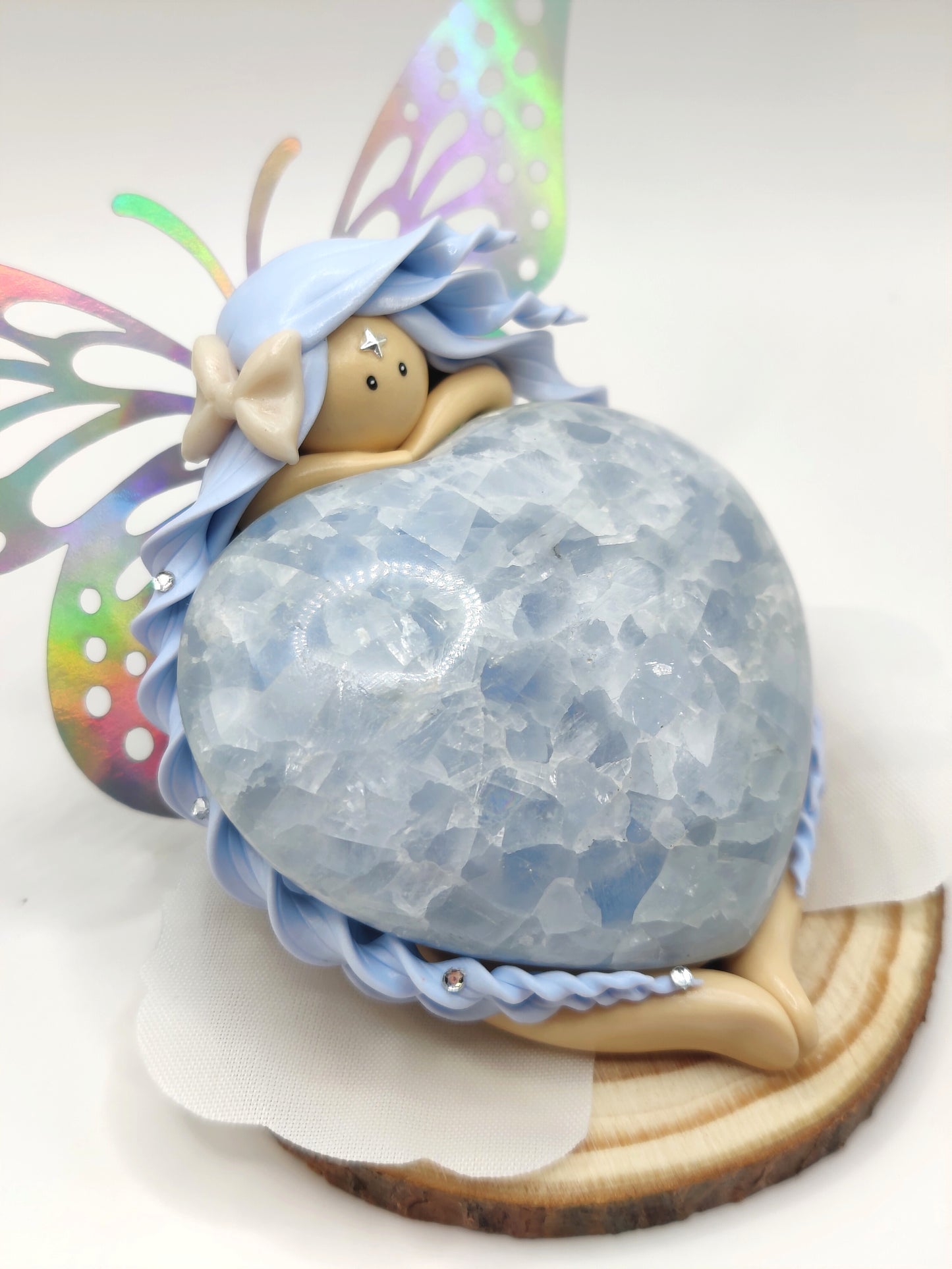 Fée bleue - Calcite en forme de coeur