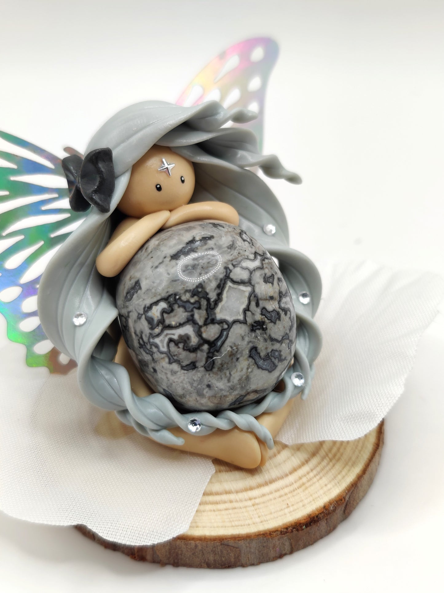 Fée de la joie - Agate crazy lace grise