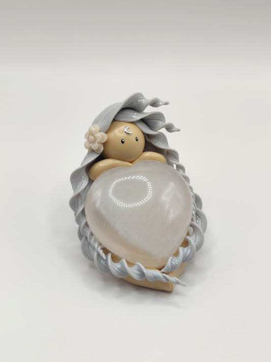 Nymphe de sérénité - Cristal de roche en forme de cœur