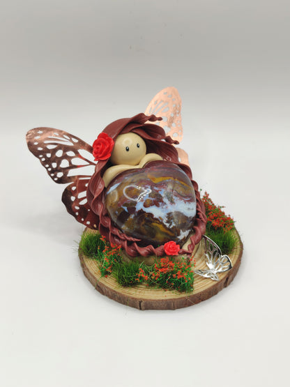 Fée des fleurs - Jaspe Breschia en forme de cœur