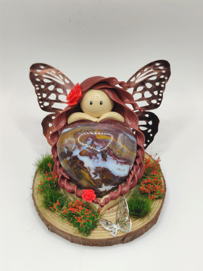 Fée des fleurs - Jaspe Breschia en forme de cœur