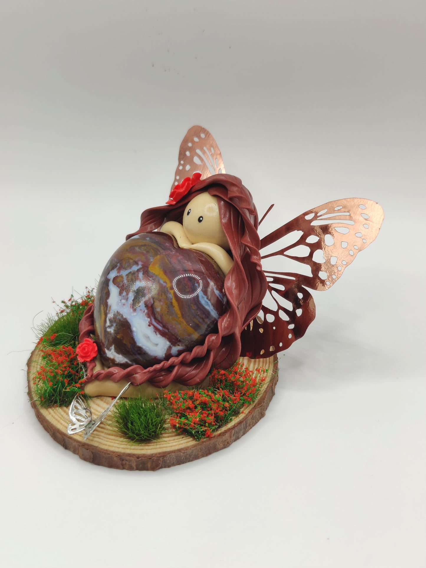 Fée des fleurs - Jaspe Breschia en forme de cœur