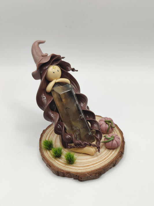 Sorcière d'automne - Pointe de cristal de roche fumé