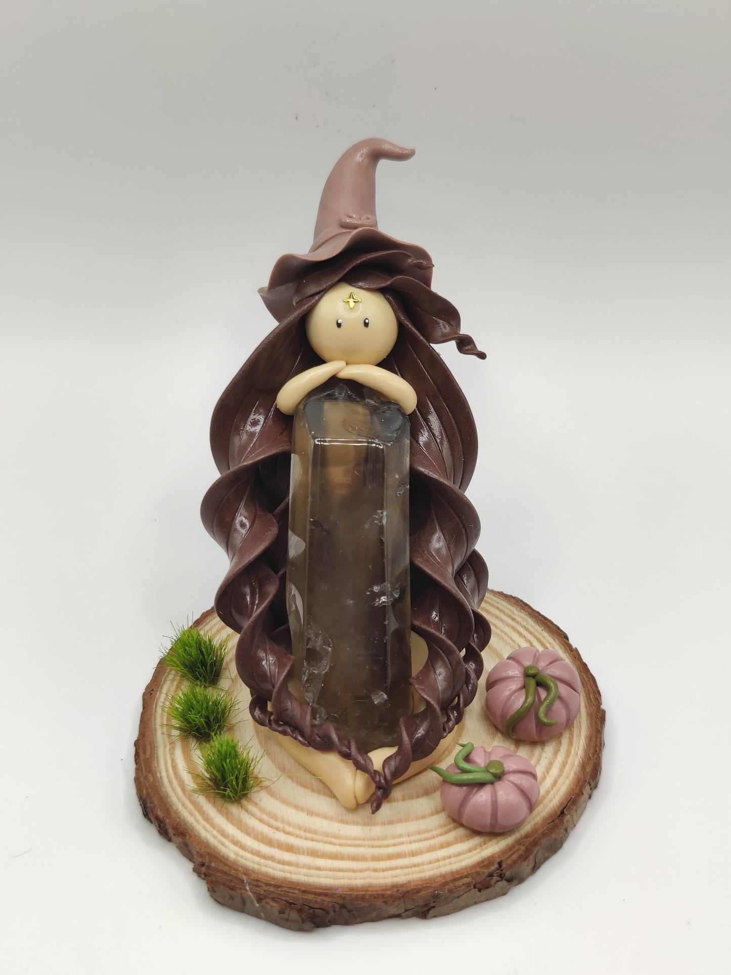 Sorcière d'automne - Pointe de cristal de roche fumé