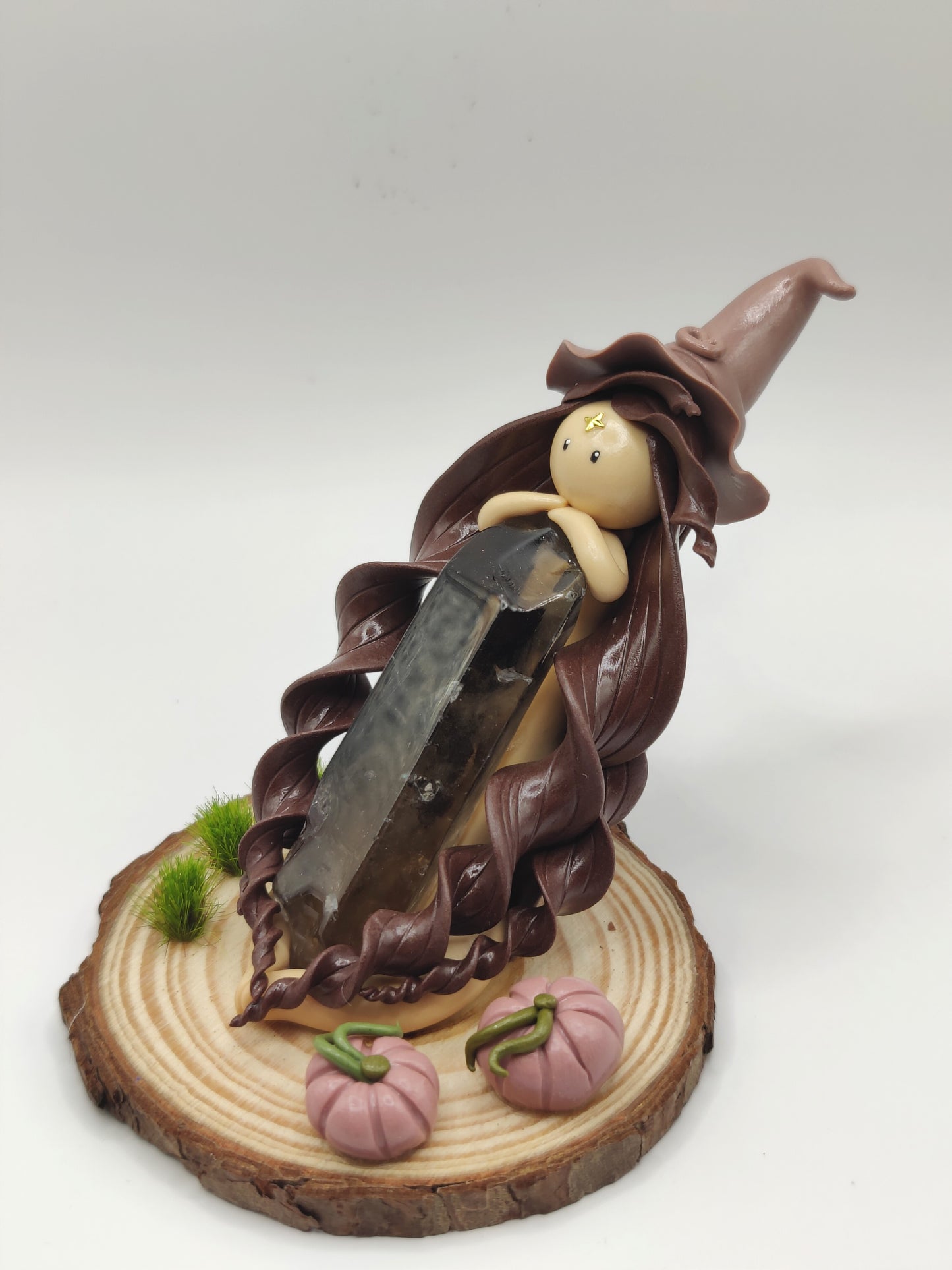 Sorcière d'automne - Pointe de cristal de roche fumé