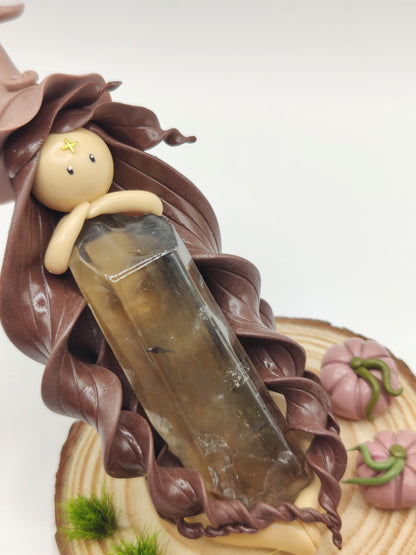 Sorcière d'automne - Pointe de cristal de roche fumé