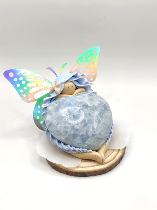 Fée bleue - Calcite en forme de coeur