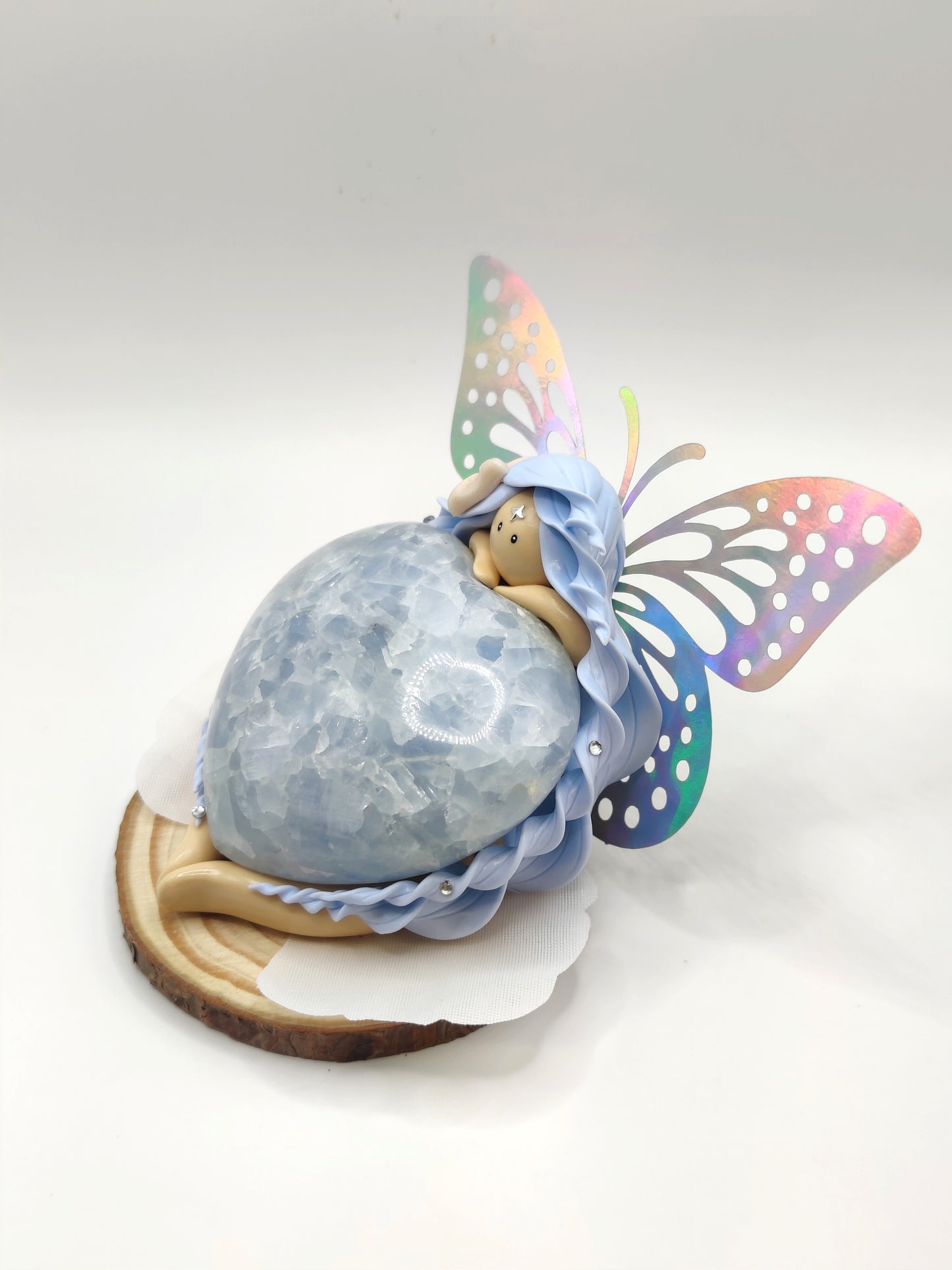 Fée bleue - Calcite en forme de coeur