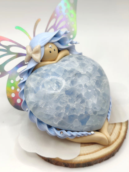 Fée bleue - Calcite en forme de coeur
