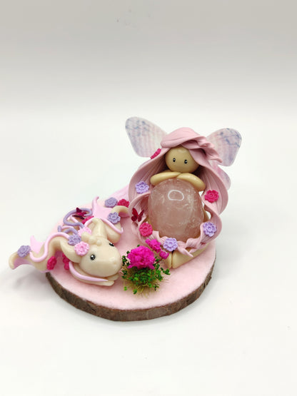 Fée dragonnière - Quartz rose