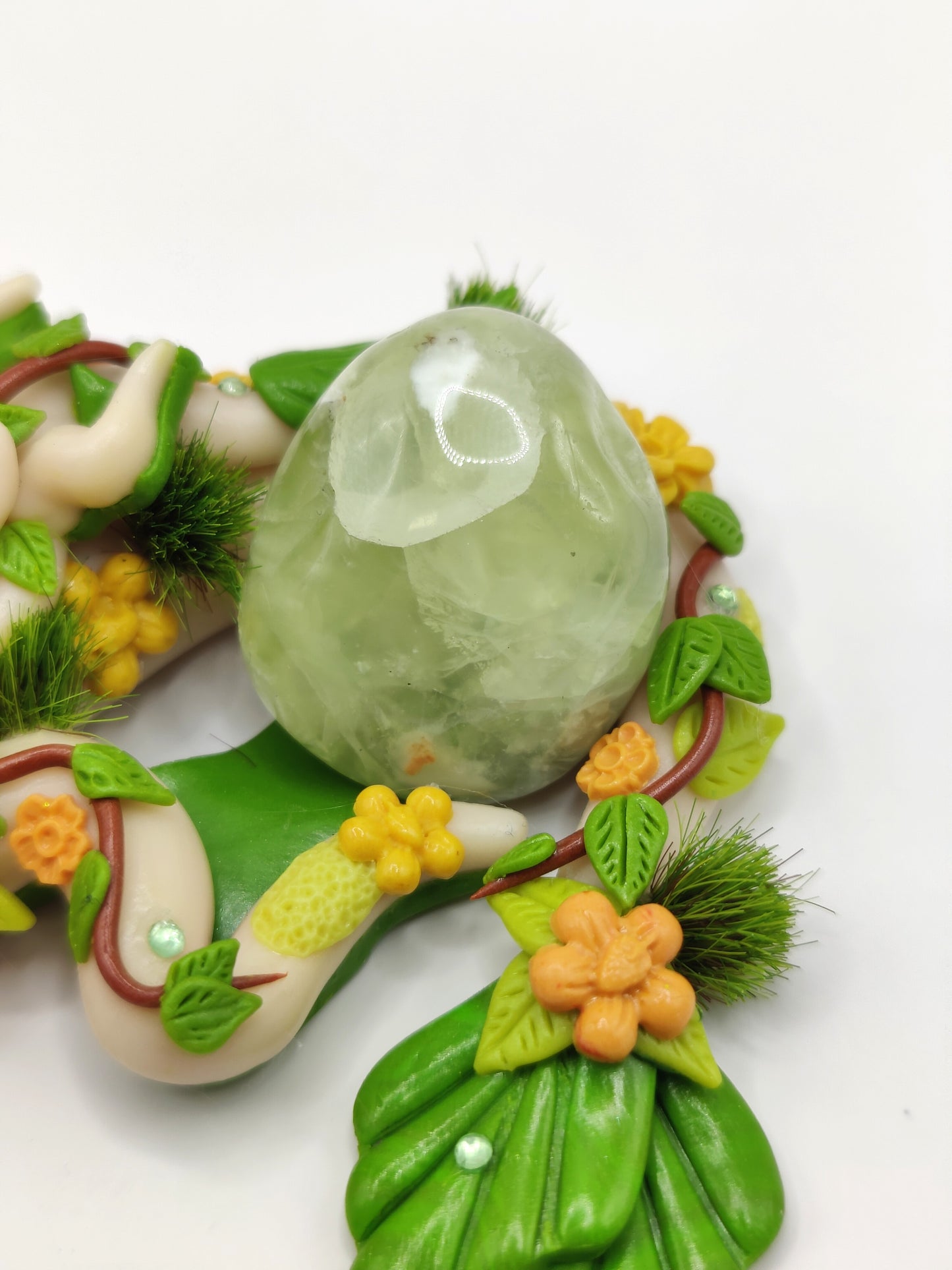 Maman dragon et son bébé - Jade jaune