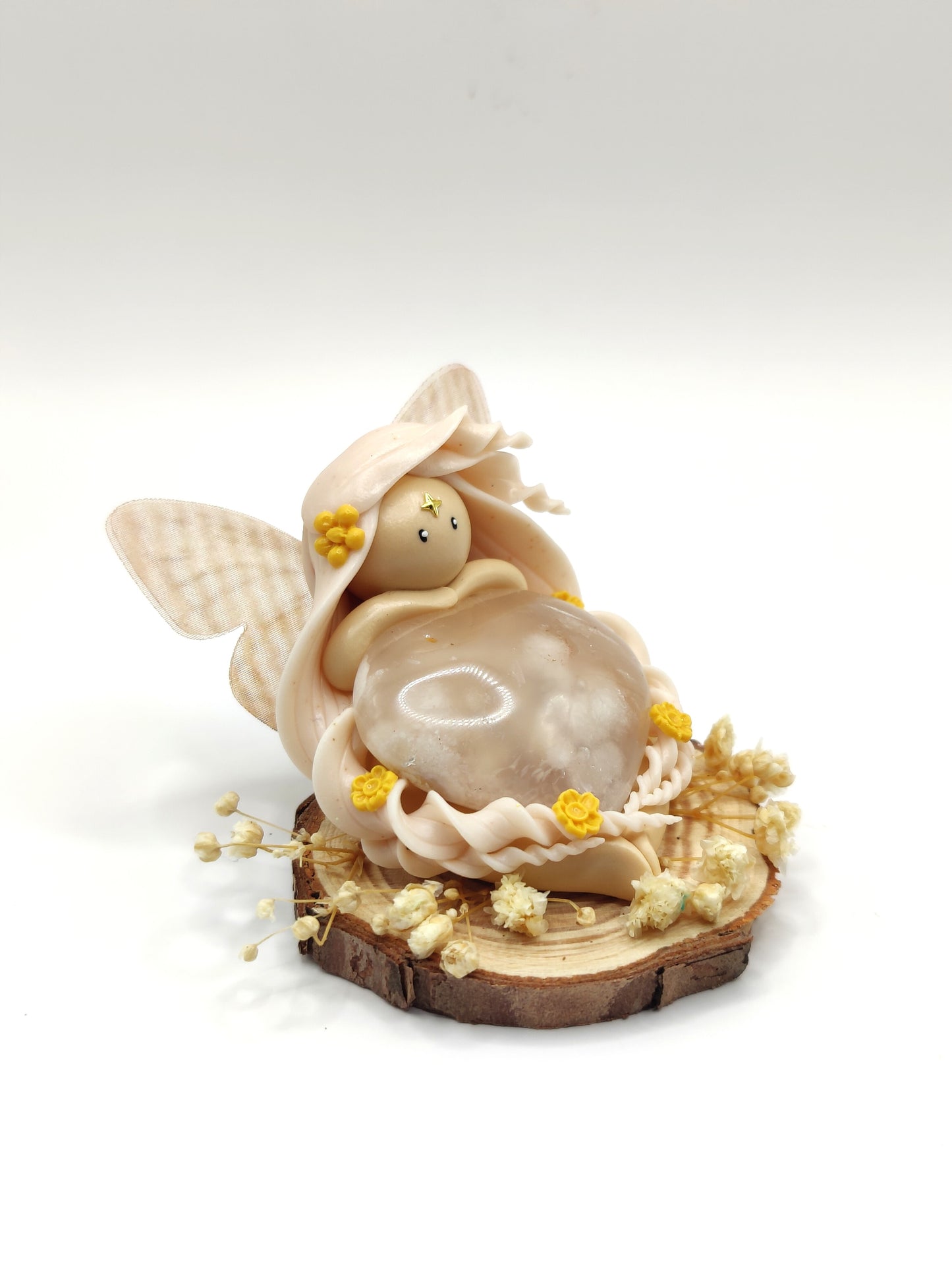 Fée des fleurs - Agate fleurs de cerisier en forme de cœur