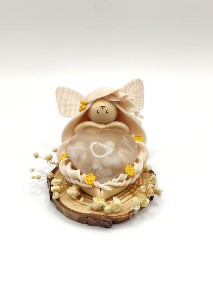 Fée des fleurs - Agate fleurs de cerisier en forme de cœur