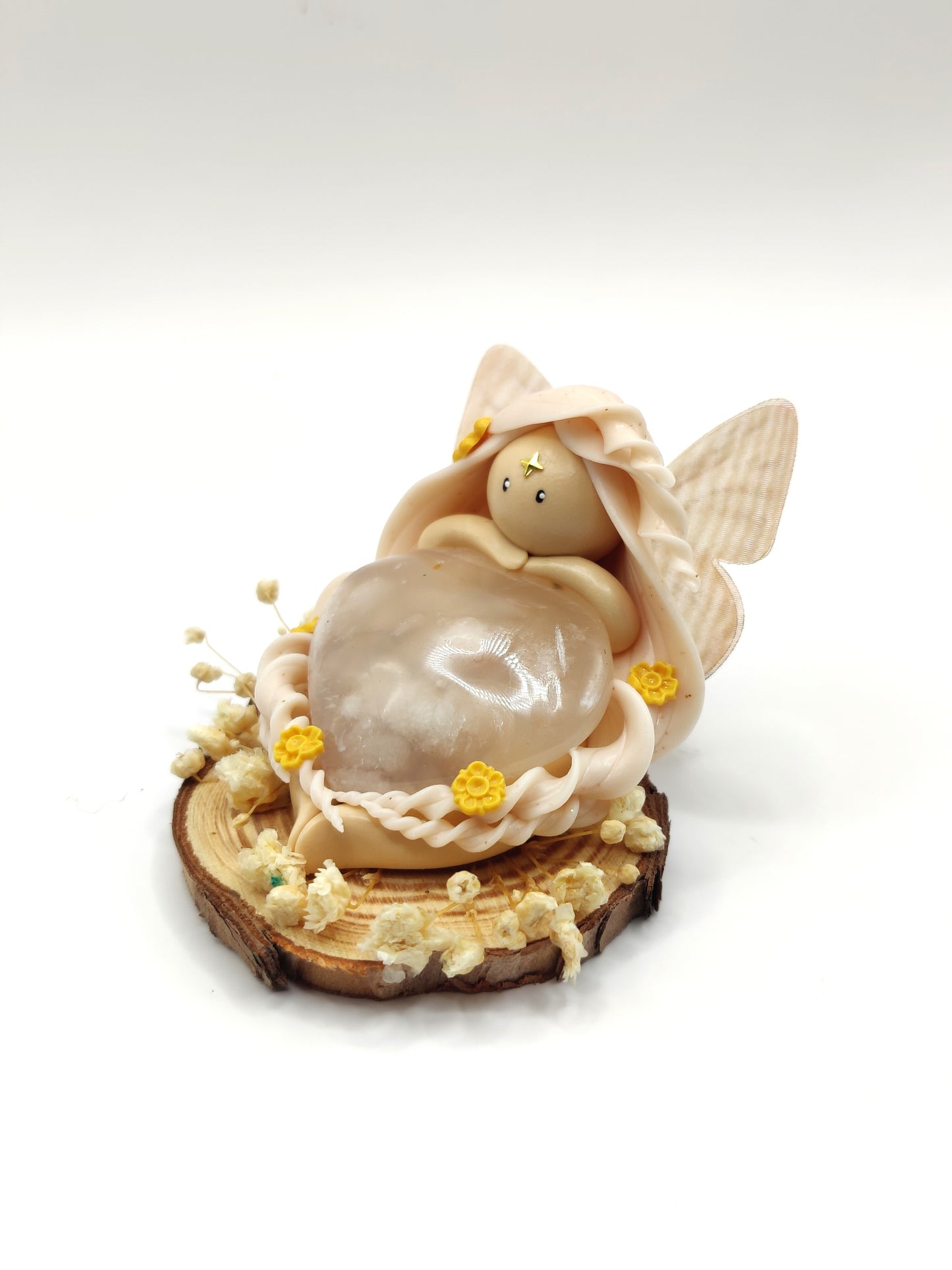 Fée des fleurs - Agate fleurs de cerisier en forme de cœur