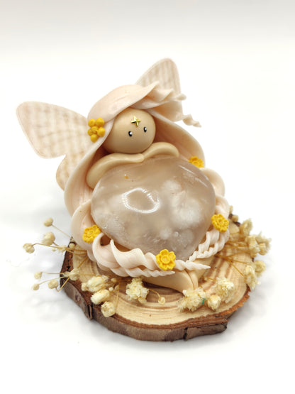 Fée des fleurs - Agate fleurs de cerisier en forme de cœur