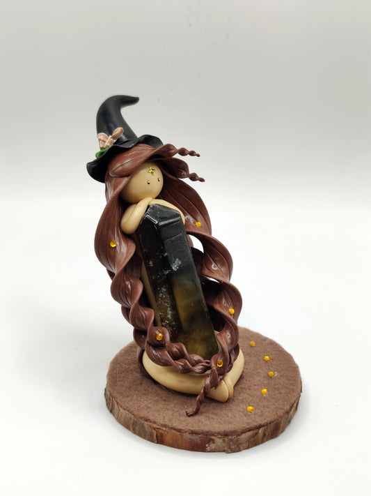 Sorcière de protection - Cristal de roche fumé en pointe