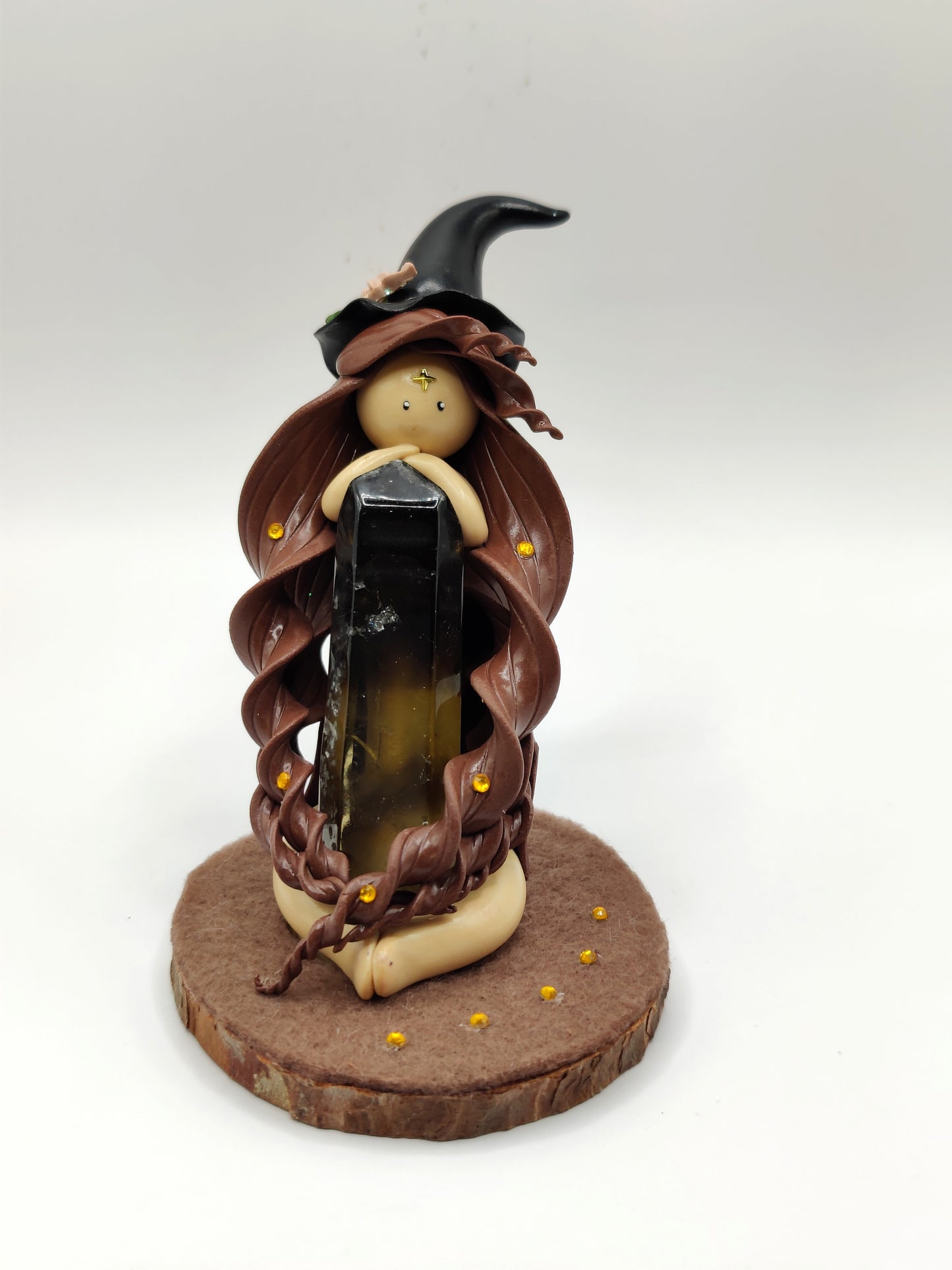 Sorcière de protection - Cristal de roche fumé en pointe