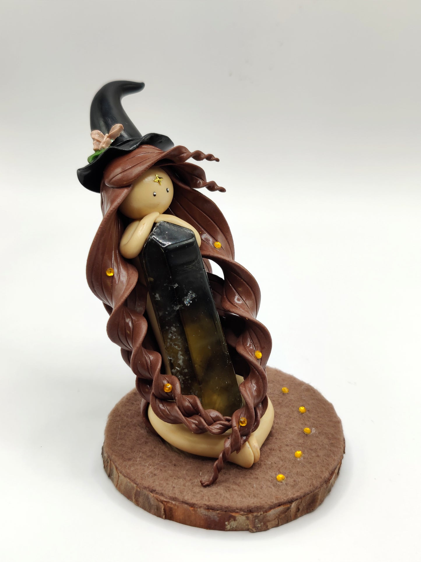 Sorcière de protection - Cristal de roche fumé en pointe