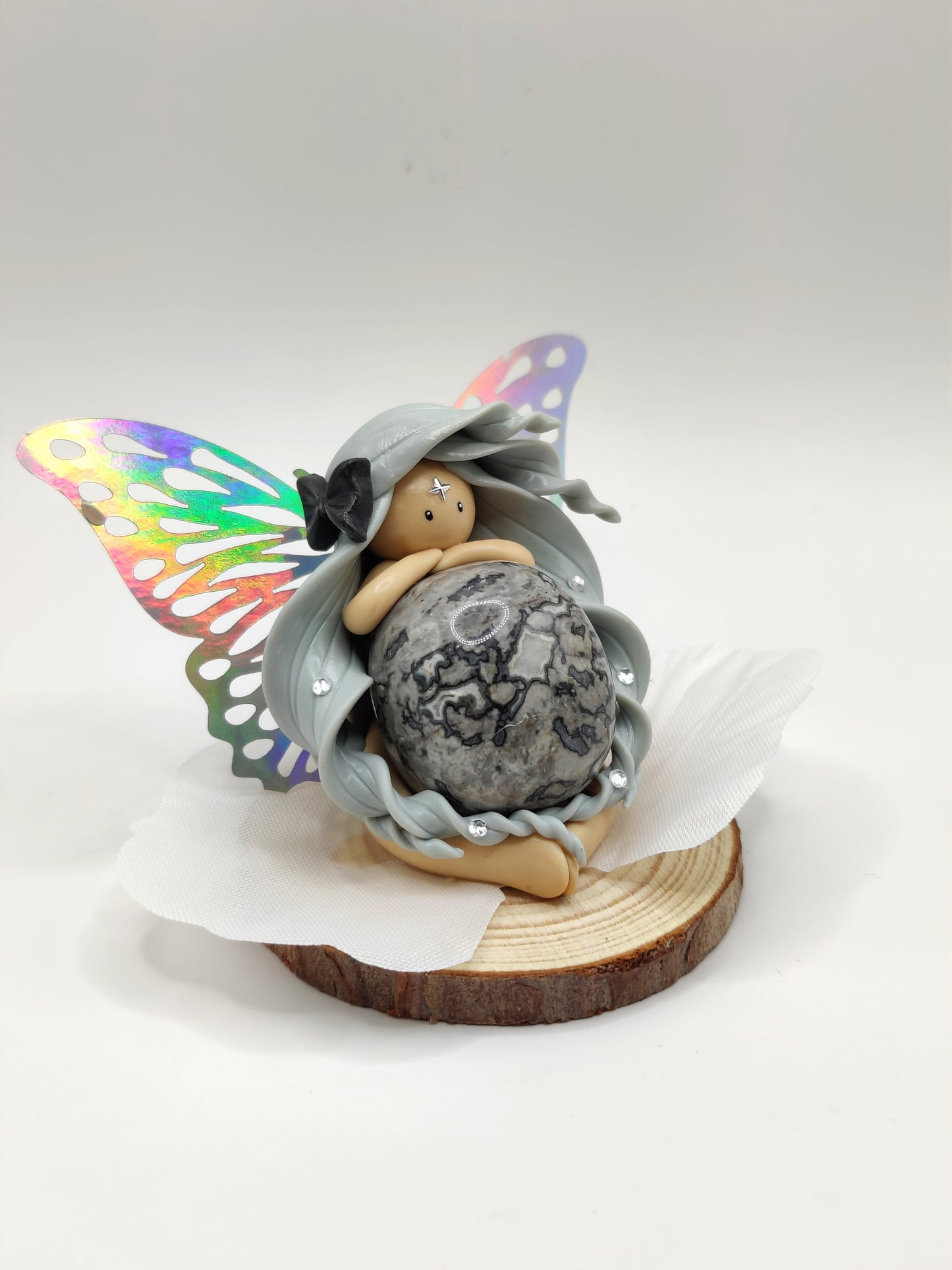 Fée de la joie - Agate crazy lace grise