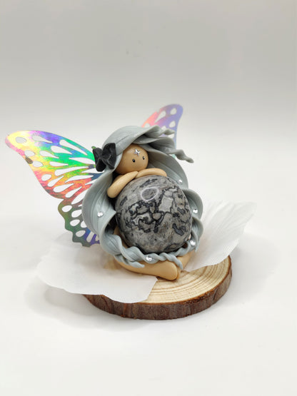 Fée de la joie - Agate crazy lace grise