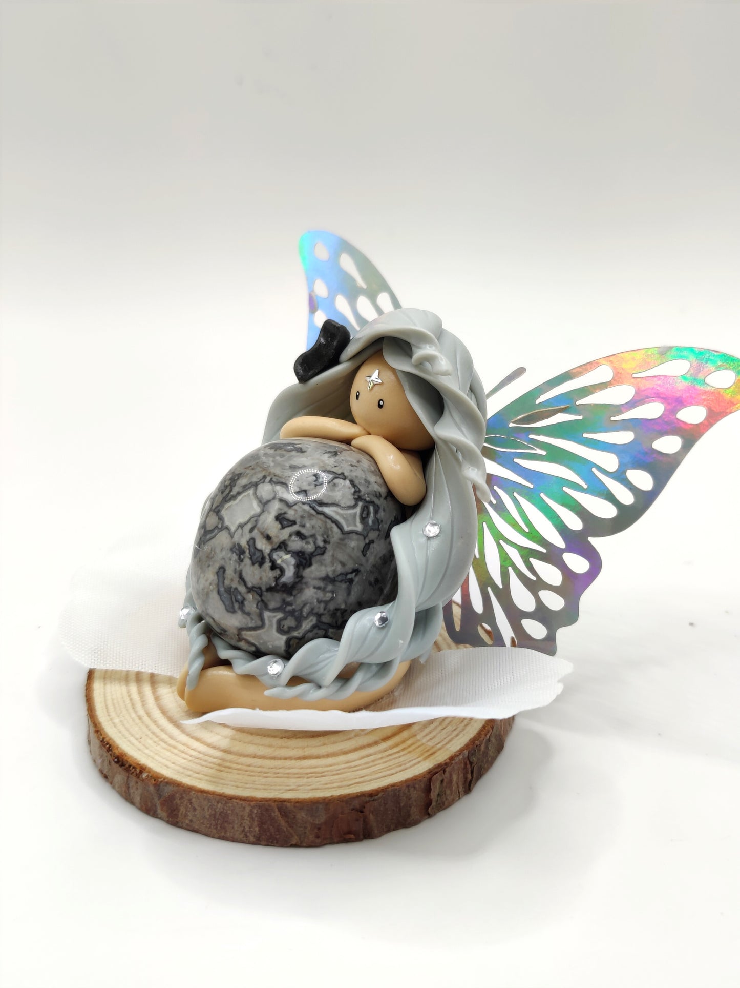 Fée de la joie - Agate crazy lace grise