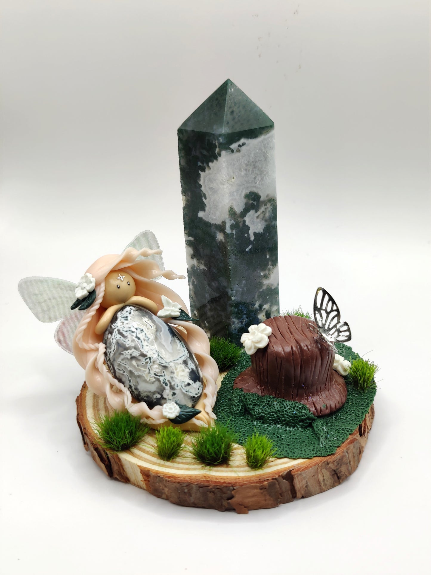 Reine de la nature - Agate mousse et pointe d'agate arbre