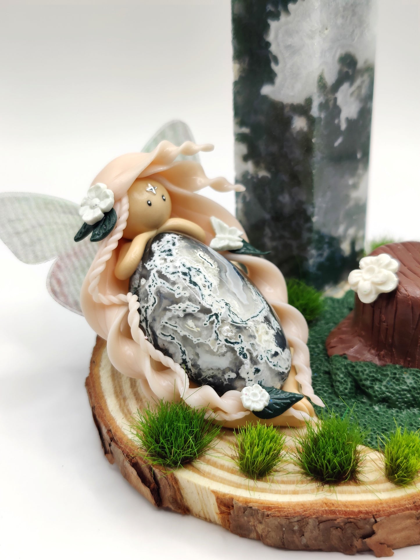 Reine de la nature - Agate mousse et pointe d'agate arbre
