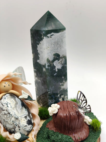 Reine de la nature - Agate mousse et pointe d'agate arbre