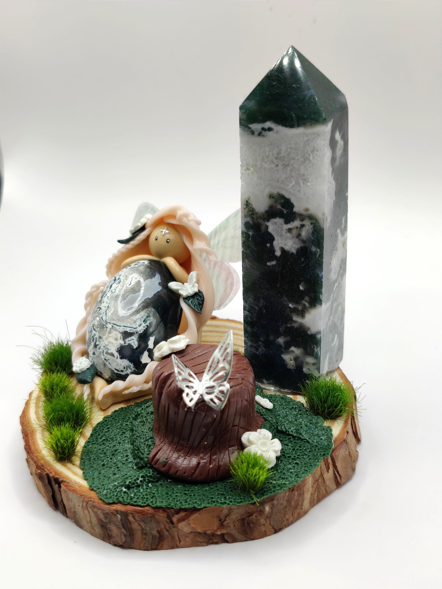 Reine de la nature - Agate mousse et pointe d'agate arbre