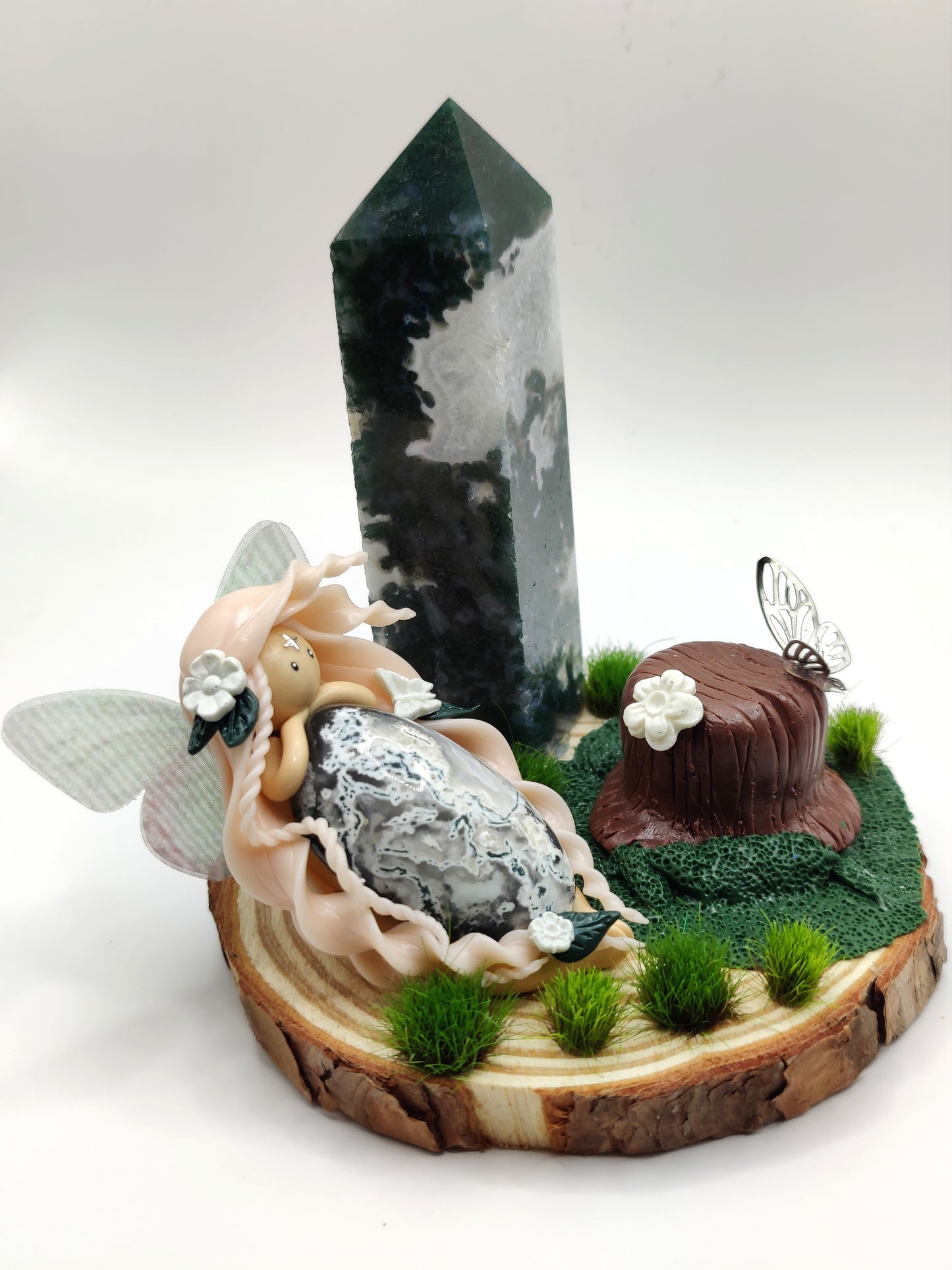 Reine de la nature - Agate mousse et pointe d'agate arbre