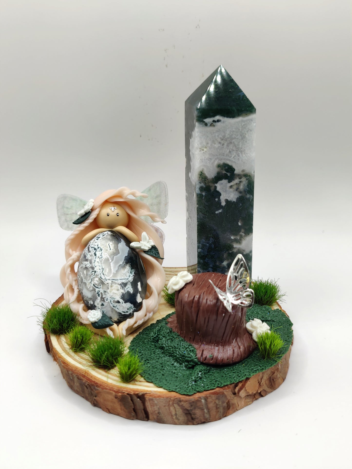 Reine de la nature - Agate mousse et pointe d'agate arbre