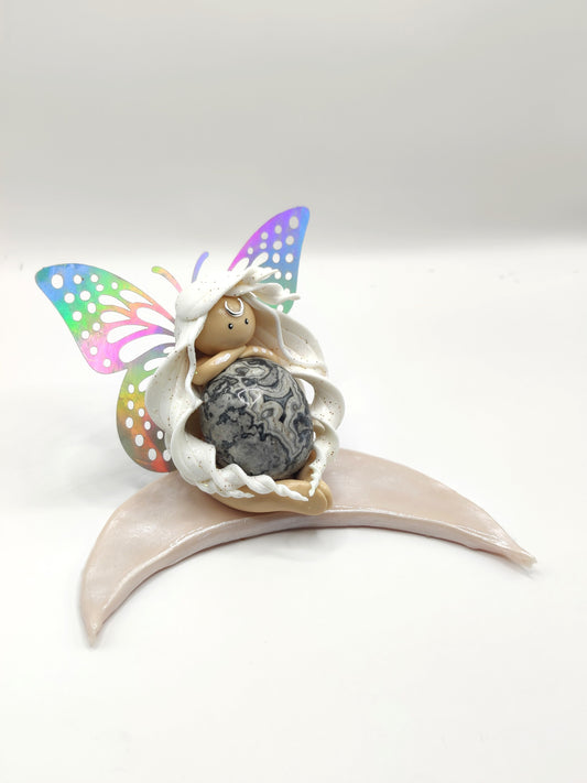 Fée de la lune - Agate crazy lace grise