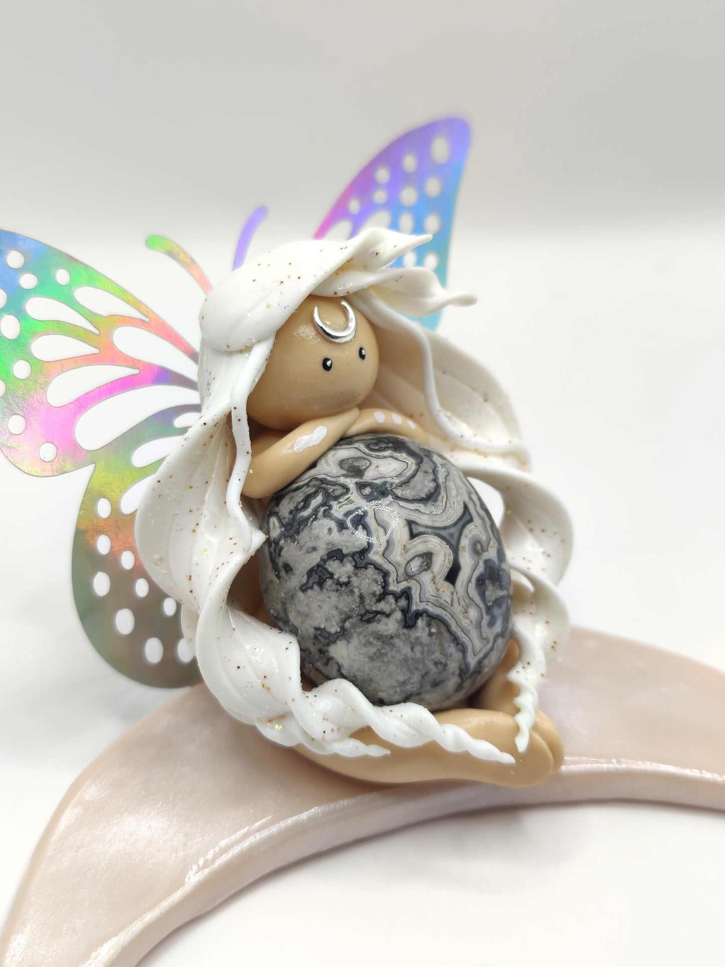 Fée de la lune - Agate crazy lace grise