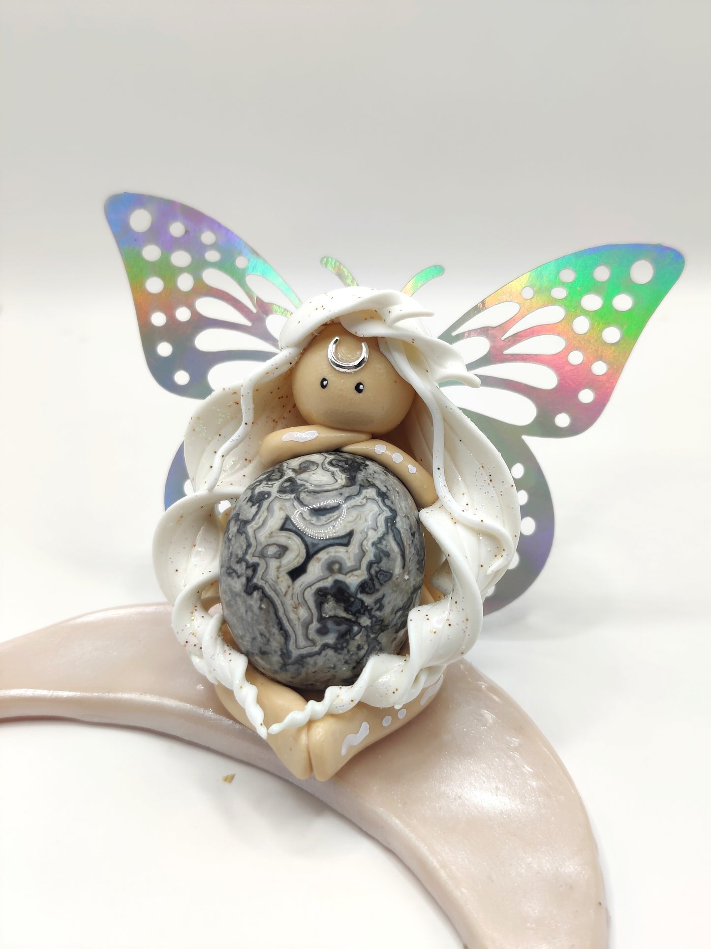 Fée de la lune - Agate crazy lace grise