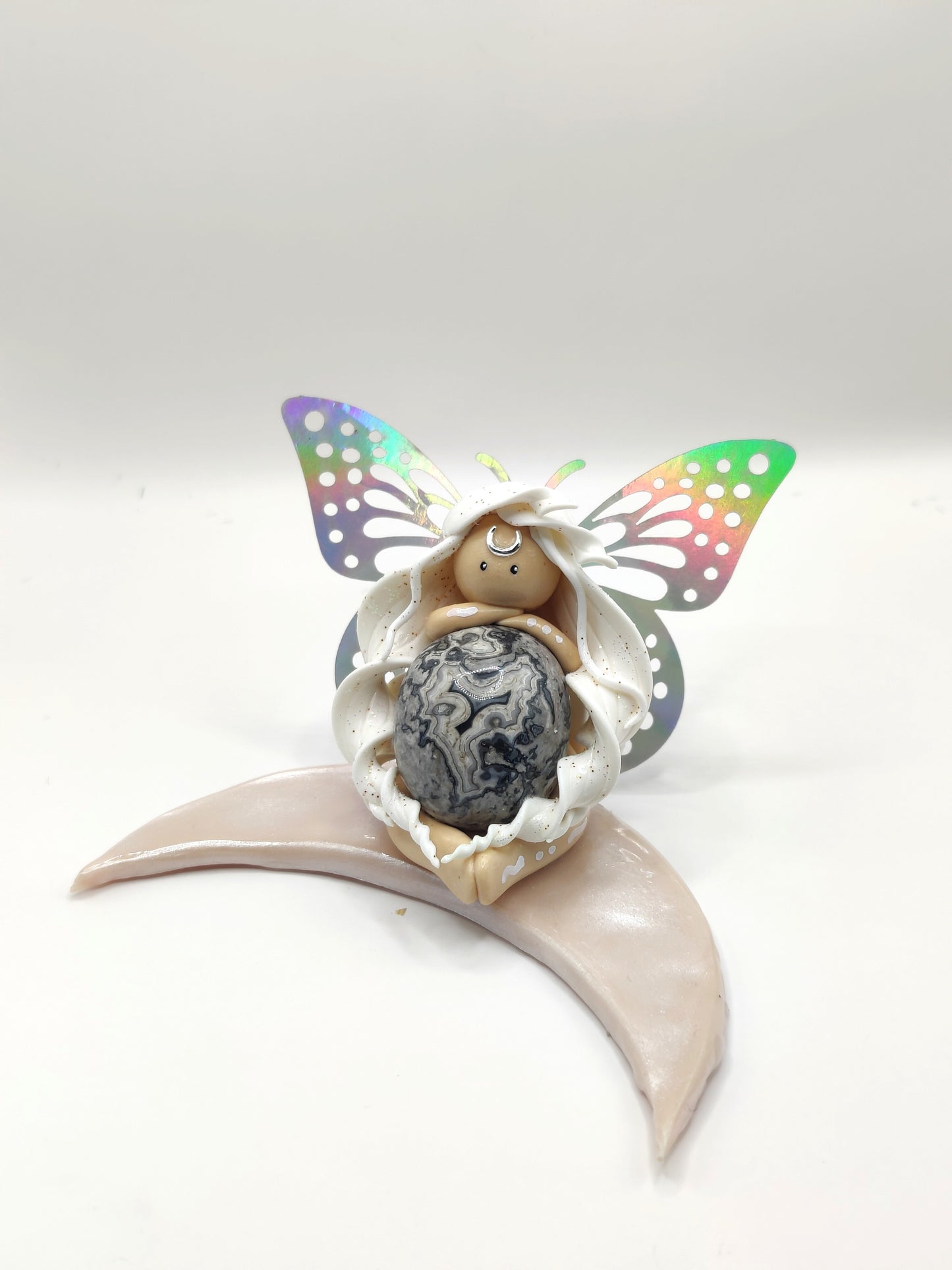 Fée de la lune - Agate crazy lace grise