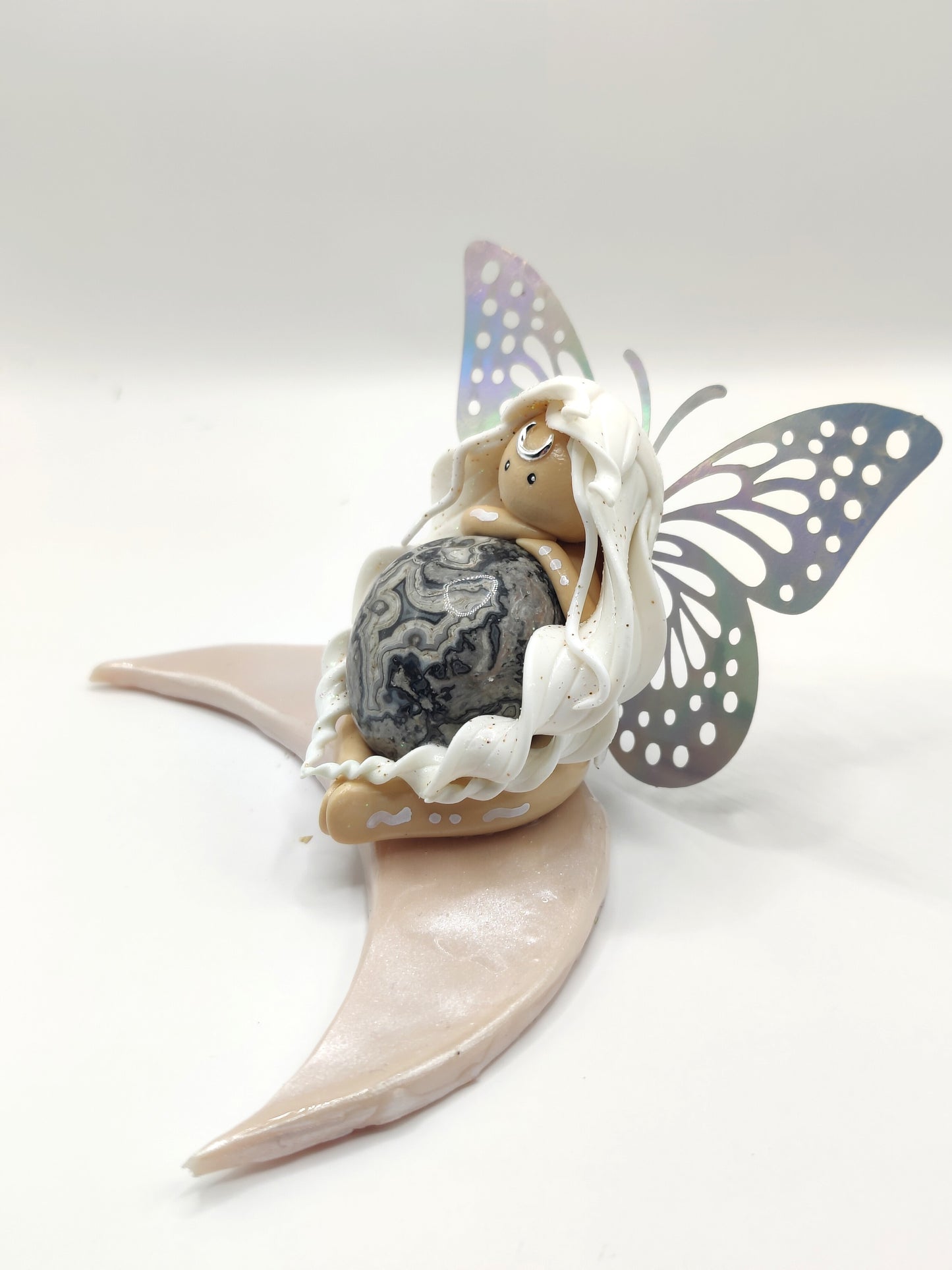 Fée de la lune - Agate crazy lace grise