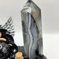 Reine de la lune - Obsidienne noire et pointe en agate noire