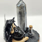 Reine de la lune - Obsidienne noire et pointe en agate noire
