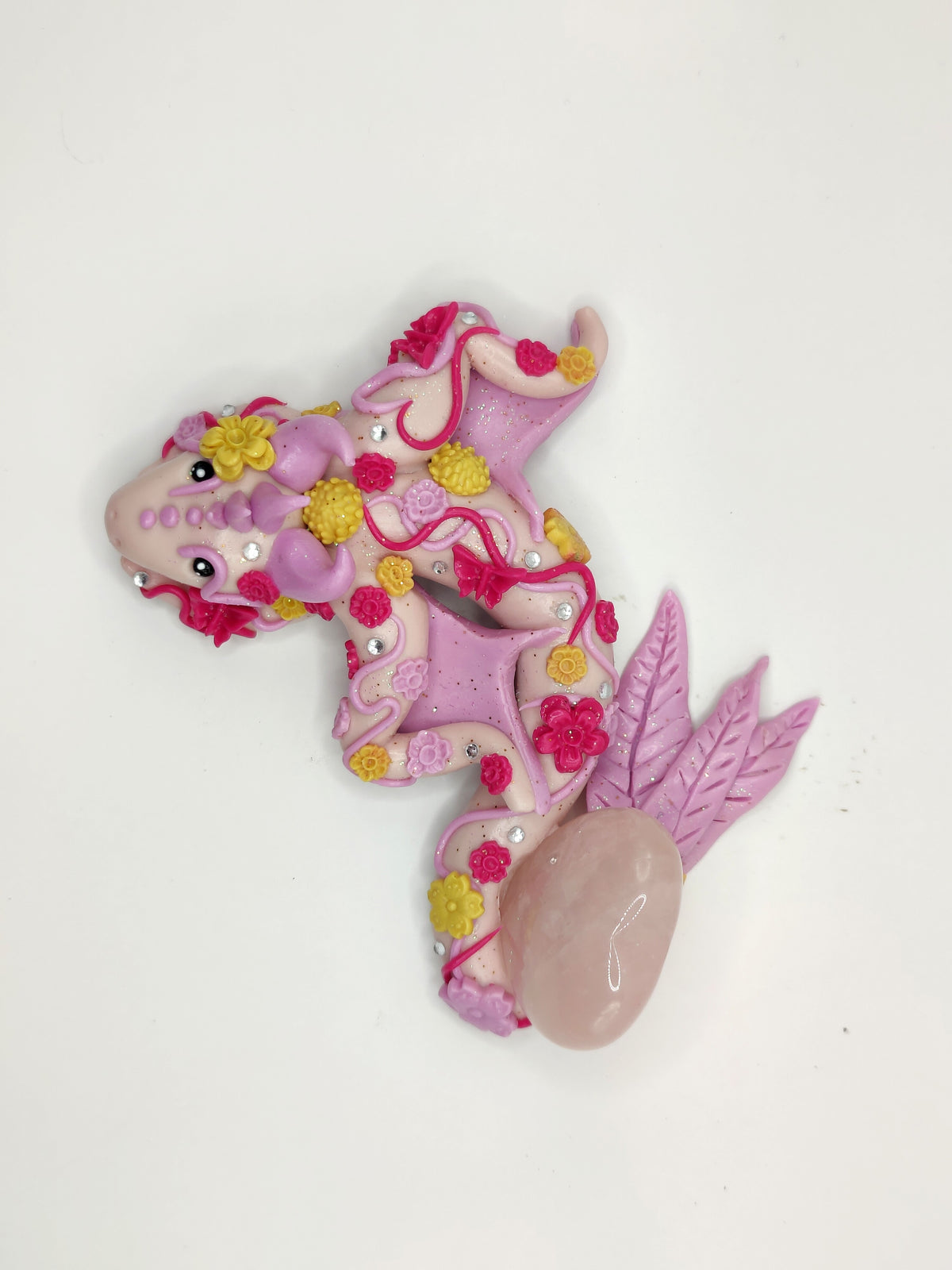Dragon des fleurs - Cœur en quartz rose