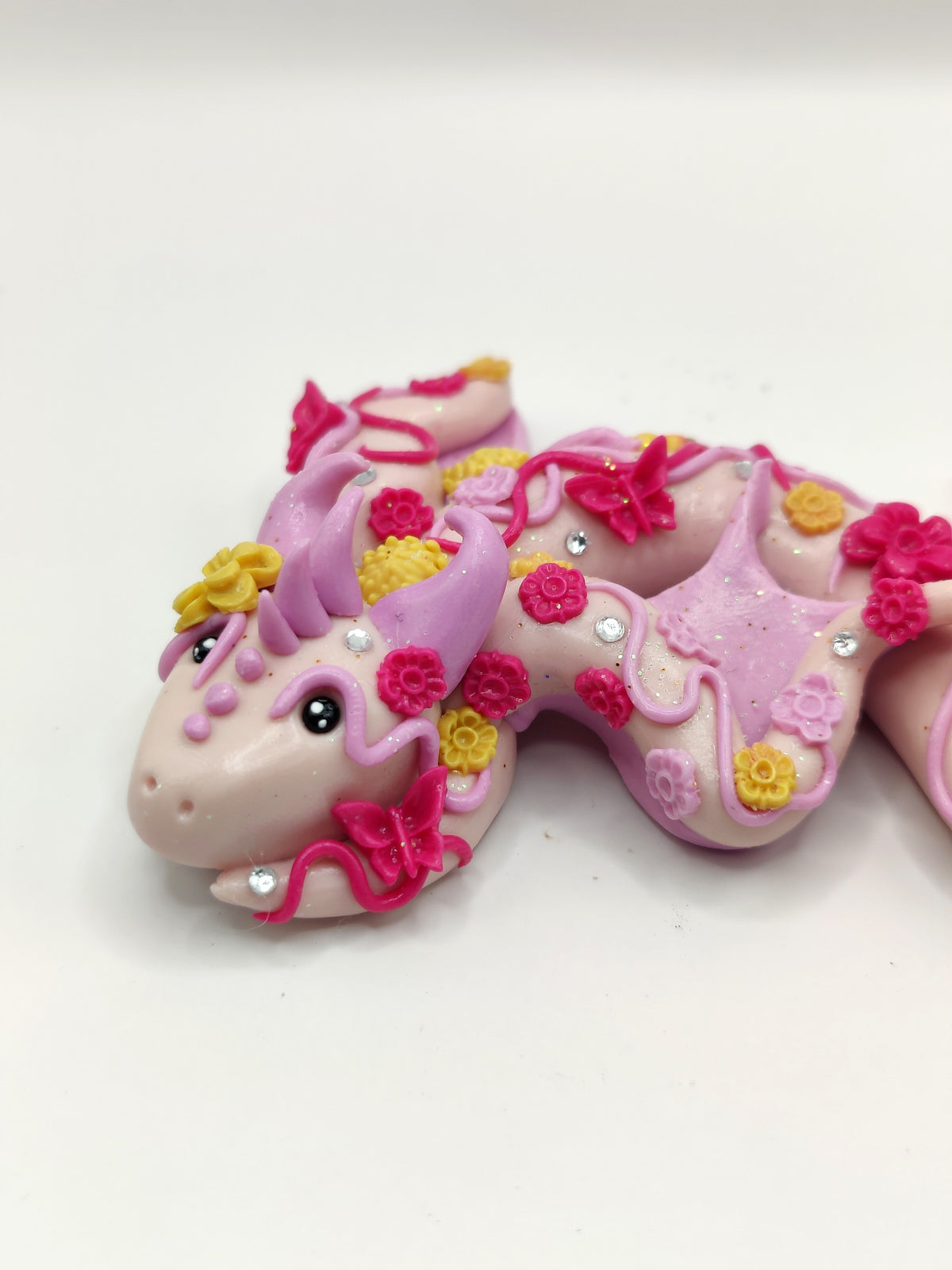 Dragon des fleurs - Cœur en quartz rose