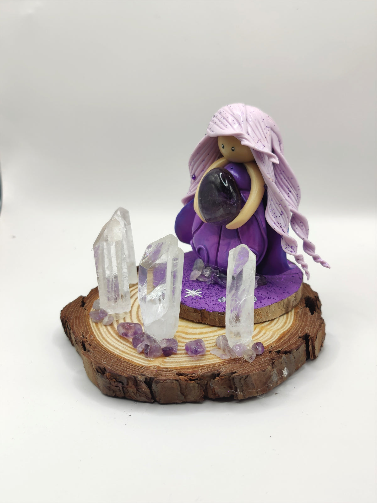Déesse mystique - Améthyste et pointe de cristal de roche