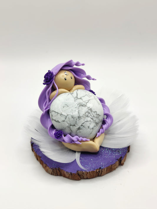 130 Nymphe violette - Cœur en howlite