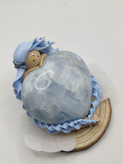 Nymphe bleu - Calcite en forme de coeur